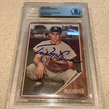 1962 topps #167 Tim mcCarver auto rc signed rookie card Beckett cardinals 