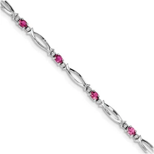 Sterling Silver Pink Tourmaline and Diamond Bracelet QX856PT - Picture 1 of 1