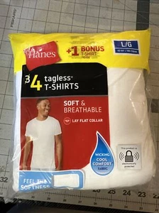 New 4 Pack Hanes Tagless T-Shirts Size Large (42”-44”) - Picture 1 of 3