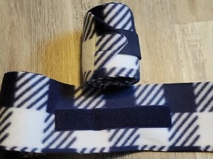 NEW setof 2 navy blue/white gingham plaid polo wraps (horse/pony leg wraps) - Picture 1 of 1