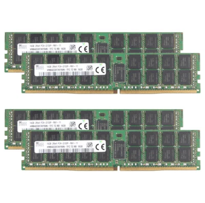 DDR4 64GB RAM SK Hynix 4x 16 GB 2RX4 PC4 2133P-RB1-11 REG-ECC DIMM Server Memory - Image 1 of 4