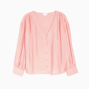 Nordstrom V-Neck Long Sleeve Button-Up Modal Blouse | Pale Pink, Sz L New - Picture 1 of 9
