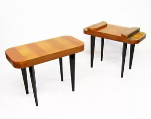 Two RARE Art Deco Lamp Side Tables By Gilbert Rohde / Herman Miller 1930 retro - Picture 1 of 15