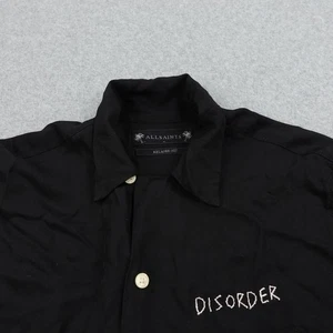 AllSaints Mens S Relaxed Fit Black Short Sleeve Button Down Shirt Stretch - Picture 1 of 5
