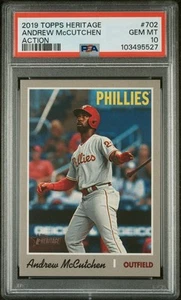 2019 Topps Heritage Andrew McCutchen Action Image Variation SP PSA 10 PIRATI - Foto 1 di 2