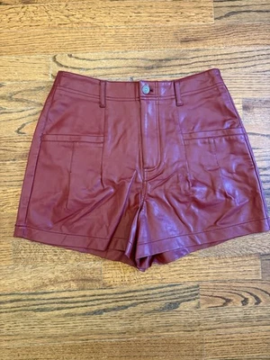 FREE PEOPLE ROJO COÑAC PRESS PLAY VEGANO IMITACIÓN CUERO PANTALONES CORTOS TALLA 6 NUEVOS CON ETIQUETAS Foto 1 de 4