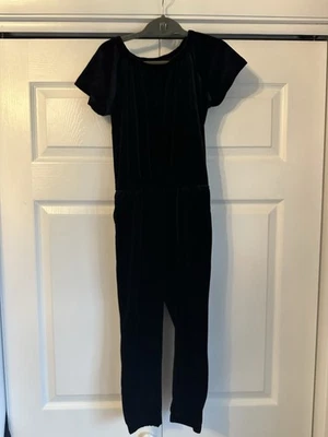 GAP Girls Velvet Jumpsuit Black Small 6-7 Elastic Holiday - Image 1 of 4