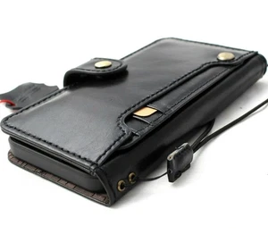Genuine Leather case for Iphone 16e 16 15 14 13 Pro Max Wallet Book Black Diy - Picture 1 of 9