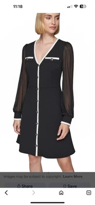 Manga Karl Lagerfeld Mujer Negra Buceo Contraste Tubería e Ilusión Talla 16 Foto 1 de 4