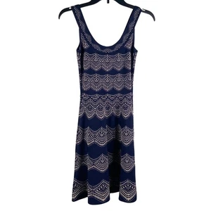 BCBGMAXAZRIA Knit Cyndi Dress Sleeveless Fit & Flare Navy Combo Size XXS - Picture 1 of 6