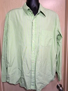 J. Crew Mens XL 17-17 1/2 Green Striped Shirt Long Sleeve 2-Ply Cotton - Picture 1 of 3