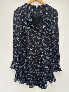 Veronica Beard Dress 4 Black Blue Red Floral Long Sleeve Boho - Picture 1 of 4