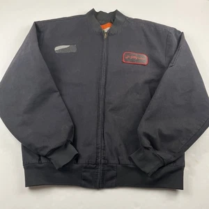 Red Cap Work Wear Mechanic Jacket Men’s L Jiffy Lube Quilted Lined Bomber Black - Picture 1 of 11
