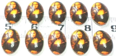 12 Vintage Multi-Colored 25x18mm Pretty Mona Lisa Glass Cameos Cabochons - Image 1 of 4