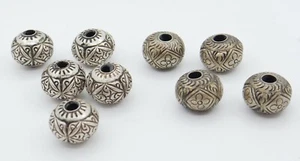 Nine 97% Silver Traditional Antique Thai/Khmer 17.5mm Silver Beads - Unused - Picture 1 of 3