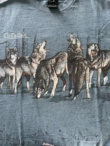 Cabela's Wolf AOP Habitat Graphic T Shirt Size Large Color Blue Short Sleeves - Picture 1 of 5