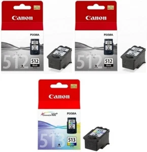 Genuine Canon PG512 & CL513 Black & Color Ink Cartridges, PG-512 & CL-513, LOT - Picture 1 of 10