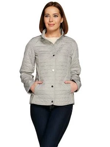 ISAAC MIZRAHI LIVE! Size XS Brushed Back Mixed Quilted Jacket CEMENT - Picture 1 of 4