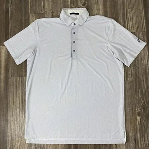 Greyson Golf Polo Camicia Blu Bianco Motivo Geometrico Uomo Grande Manica Corta - Foto 1 di 10