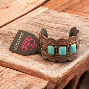 Paparazzi Cuff Bracelet Brass Turquoise Stones Western ~Rio Rancho Retreat~ - Picture 1 of 2