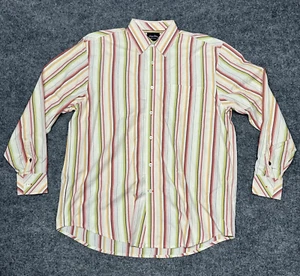 Indigo Palms Dress Shirt Mens L Multicolor Stripe Spread Collar Cotton Pocket - Picture 1 of 13