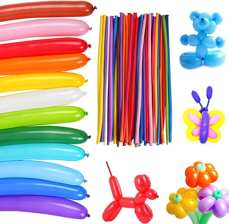 SHATCHI 200Pcs Long Plain Balloons Latex Balons 260Q Twisting Modelling Magic Baloons
