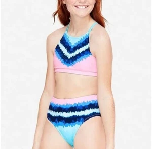 Justice Girls Reversible Sport Bikini 2 Piece Swimsuit Tie Dye Pastel Size 12 - Picture 1 of 5