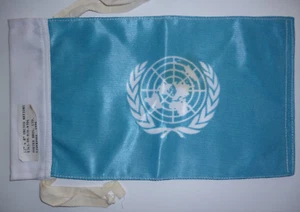 UNITED NATIONS 1996 DATED DOUBLE SIDED VEHICLE FLAG APPROX SIZE 12 X 8 INCHES. - Picture 1 of 2