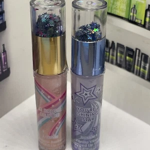 Justice 2 Lipgloss BE BRIGHT BE YOU RAIBOW R & YOU'RE A SHINING STAR VANILLA VIV - Picture 1 of 3