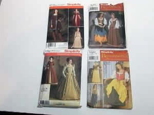Lot 4 Uncut Simplicity Pattern Costume Renaissance Elizabethan Andrea Schewe - Picture 1 of 7
