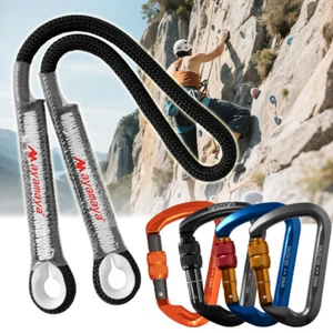 30KN Climbing Carabiner Prusik Locking Safety Rescue Loop Rope Eye-to-eye Cord - Picture 1 of 44