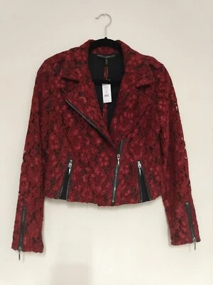 Blazer Corto White House Black Market Sangría Oscura Encaje Cremallera Talla Pequeña Nuevo Foto 1 de 4