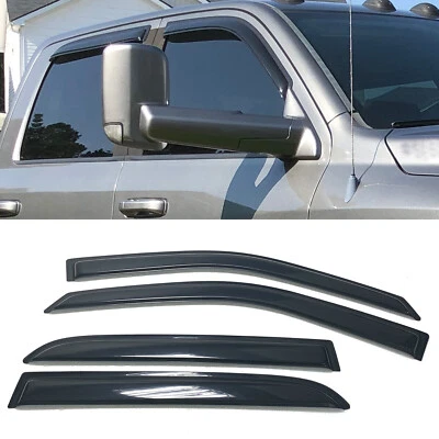 Fit 2010-2018 Ram 2500 Crew Cab Outside Mount Window Visors Sun Vent Rain Guards - Imagem 1 de 4