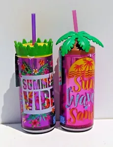 2 botellas de bebida aisladas de doble pared de 16 oz - olas solares de verano arena - Imagen 1 de 1