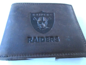 NFL Wallet Men's Oakland Raiders Leather Billfold Wallet in Brown NEW - Picture 1 of 12