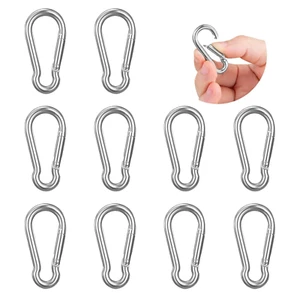 10 PCS Stainless Steel Carabiners Spring Snap Hooks Heavy Duty Keychain Clip NEW - Picture 1 of 12