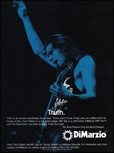 Pastillas de guitarra Mr. Big Paul Gilbert 1992 DiMarzio anuncio 8 x 11 impresión de anuncio - Imagen 1 de 3
