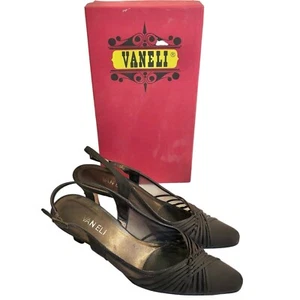 Vintage VANELi Macee Tmoro Pescafab Slingback Heeled Sandal Shoes Brown 8 1/2 N - Picture 1 of 10