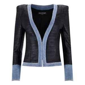 Balmain Denim-Trimmed Blazer/Jacket - Picture 1 of 8