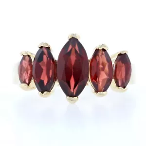 Sterling Silver Garnet Ring - 925 Gold Plated Marquise Cut 2.30ctw Size 7 - Picture 1 of 9