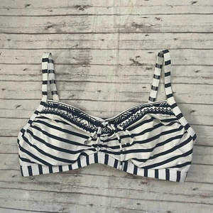 Haut de bikini femme Lands End armatures rayé bleu blanc taille 8 fermeture dos - Photo 1/8