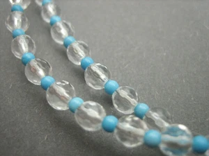 Cadena de piedras preciosas de cristal de montaña turquenita 45 cm de largo cierre magnético plata 925 - Imagen 1 de 6