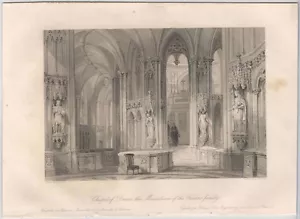 Orleans Family Mausoleum Dreux Chapel Tomb France Original 1870s Steel Engraving - Picture 1 of 1