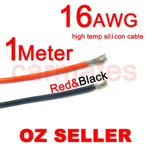 Conductor de cobre de alambre de silicio 16AWG alta temperatura 1M negro 1M rojo para coche de radiocontrol - Imagen 1 de 4