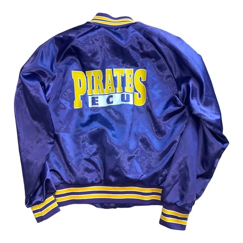Vintage 80’s East Carolina Pirates Chalk Line Satin Varsity Jacket Mens  XS Cover