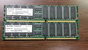 Super Talent 2GB (2 x 1 GB) D32RB1GW PC3200 64MX8 ECC REG Server Ram - Picture 1 of 1