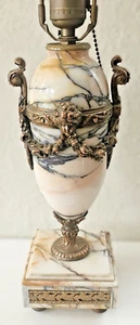 French 1920s Louis XVI Style Marble Table Lamp – Cherub & Garland Ormolu Accents - Picture 1 of 16