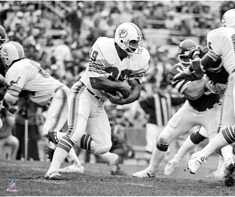 Larry Csonka Miami Dolphins Unsigned Rushing Photograph Cover