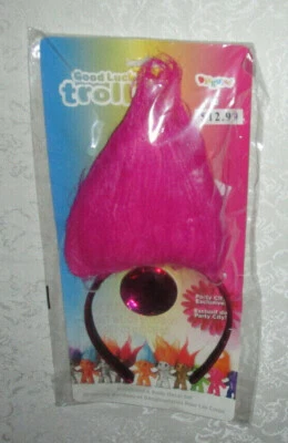 热卖 粉色 头发 Good Luck Troll 头带和身体贴花 2 英寸 宝石套装 7 岁以上伪装  — 第 1/4 张图片