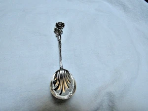 Cucchiaio ciotola conchiglia argento 835 vintage rosa in rilievo 5" - Foto 1 di 8